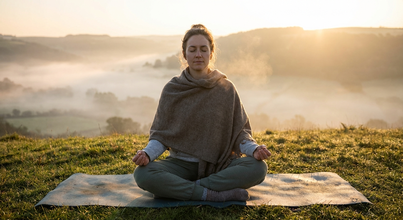 Man practicing Wim Hof breathing technique during morning routine