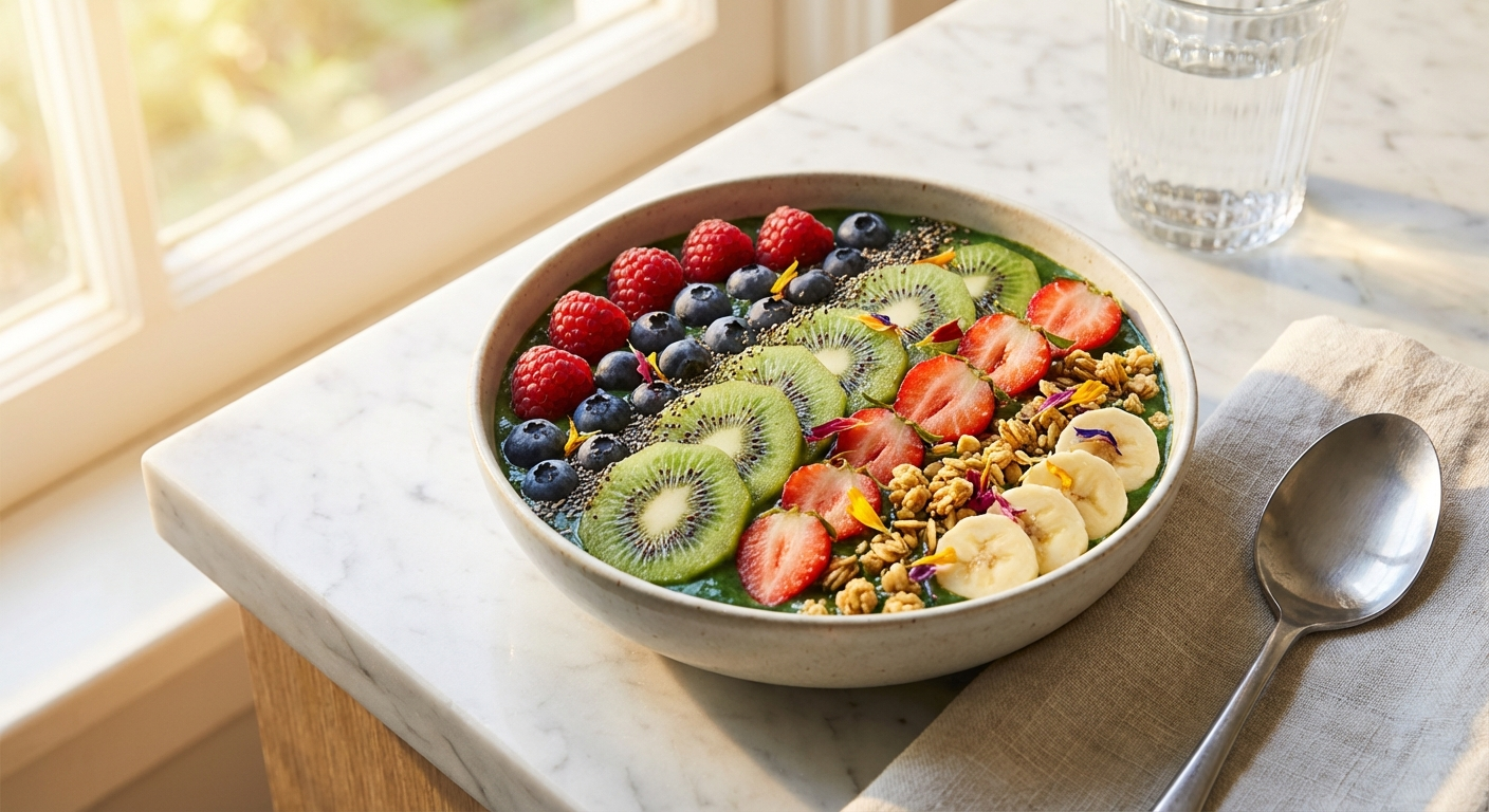 Vibrant healthy smoothie bowl with fresh berries